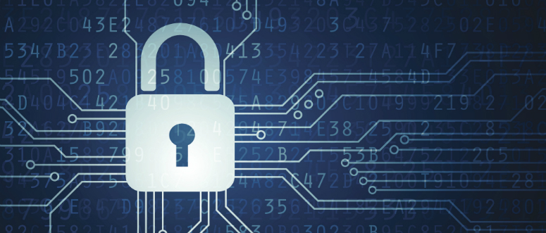 A padlock on top of circuit board connections.